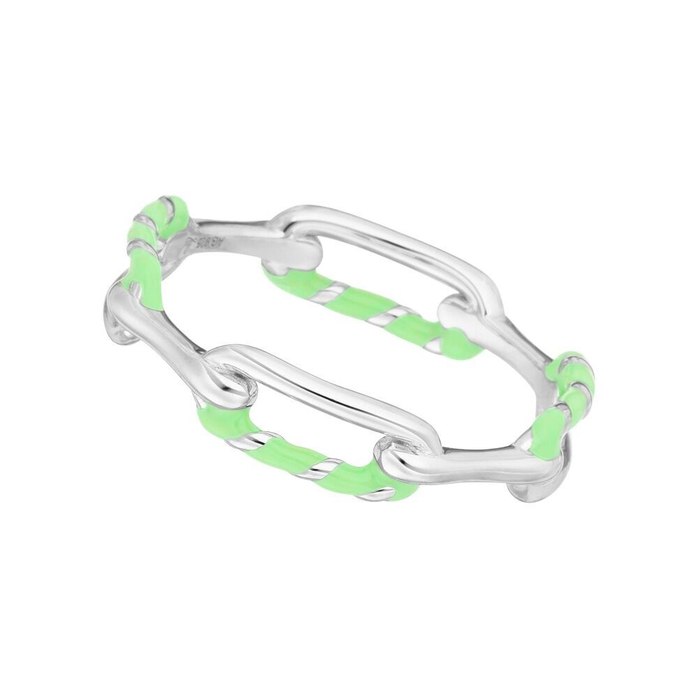 Anello neon twist, argento 925, verde