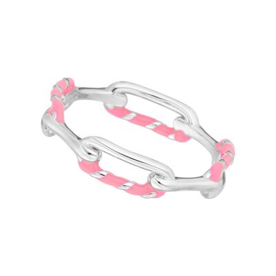 Ring Neon Twist, 925 Sterlingsilber, pink - Size 58