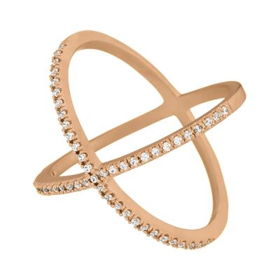 Ring X Criss-Cross, 18k rose gold plated