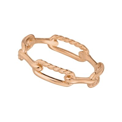 Chain ring, 18k rose gold plated