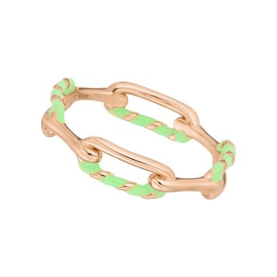 Anello Neon Twist, placcato oro rosa 18 carati, verde