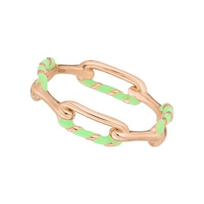 Ring Neon Twist, 18K rose gold plated, green