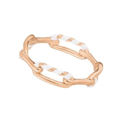 Ring Neon Twist, 18 K rose gold plated, white