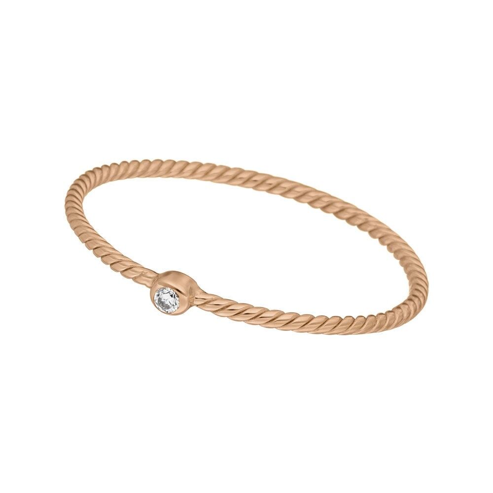 Ring 1 Zirkonia, 18 K Rosegold vergoldet