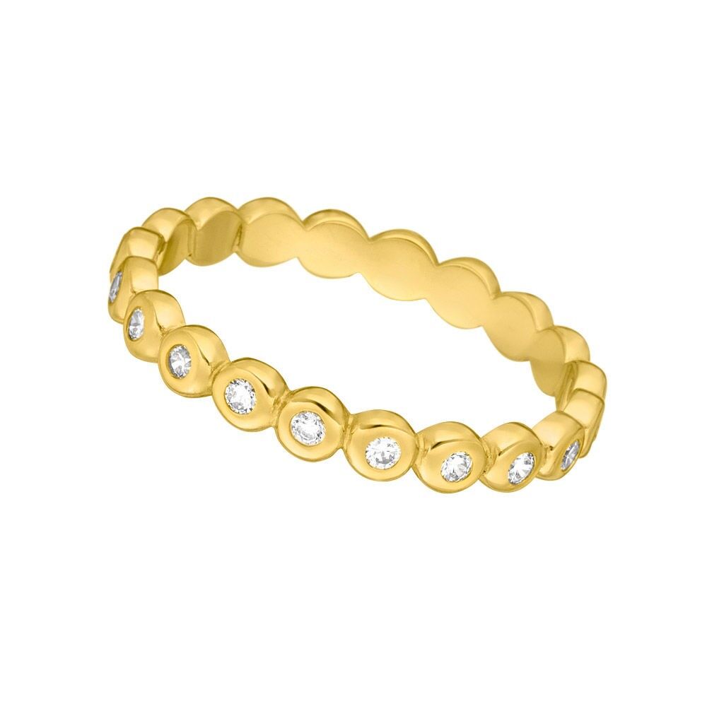 Ring Balls mit Zirkonia, 18 K Gelbgold vergoldet