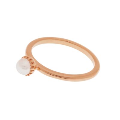 Anillo con perla, chapado en oro rosa de 18k