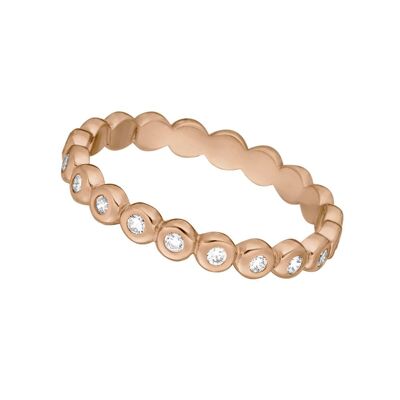 Ring balls with zirconia, 18 k rose gold plated