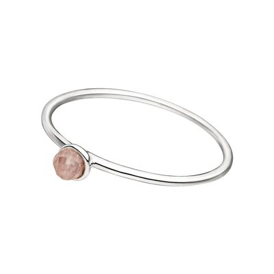 Stacking Ring, Rose Quartz, 3mm, 925 Sterling Silver