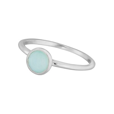 Stacking ring, aqua chalcedony, 6mm, 925 sterling silver