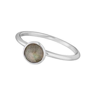 Bague empilable, labradorite, 6mm, argent sterling 925