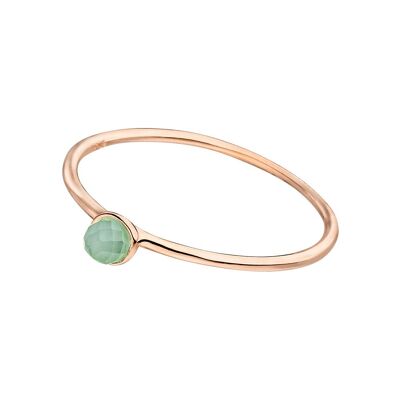 Stacking ring, aqua calcedony, 3mm, 18k rose gold plated