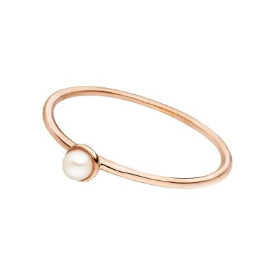 Stacking ring, pearl, 3mm, 18k rose gold plated