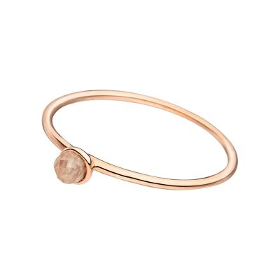 Anillo de apilamiento, cuarzo rosa, 3 mm, chapado en oro rosa de 18 k