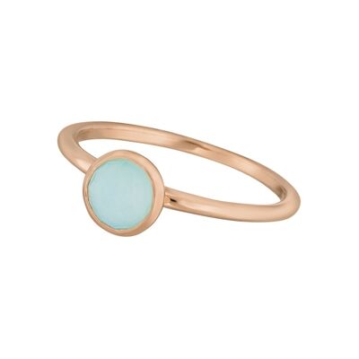 Stacking ring, aqua chalcedony, 6mm, 18k rose gold plated