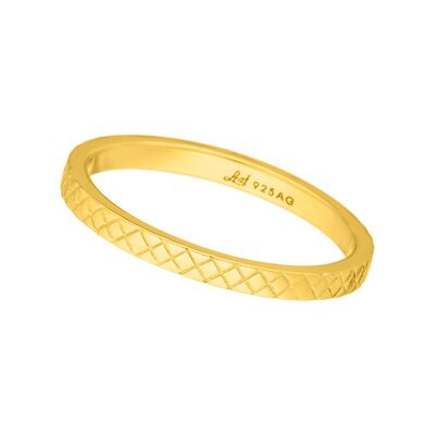 Ring plaid, matte, 18K yellow gold plated