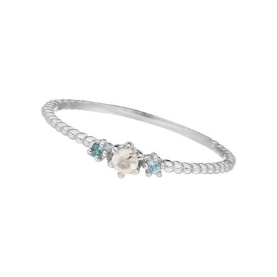 Splendido anello con gemme, mix blu, argento sterling 925