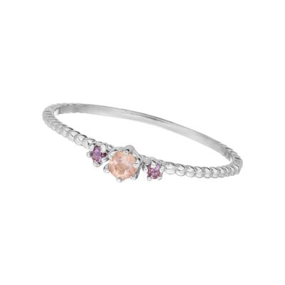 Anillo Gorgeous Gems, mezcla rosa, plata de ley 925