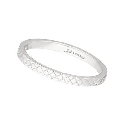 Anillo plaid, mate, plata de ley 925