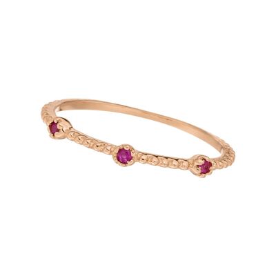 Ring Gorgeous, ruby, 18k rose gold plated
