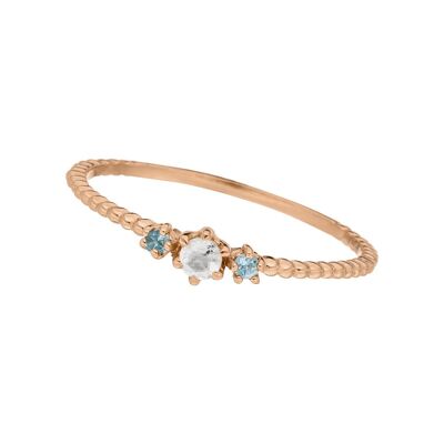 Ring Gorgeous Gems, Blue Mix, 18K rose gold plated