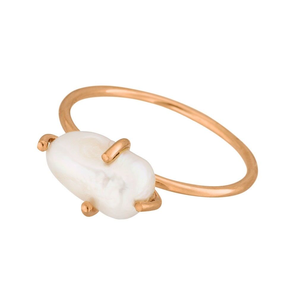 Ring Barockperle, 18 K Rosegold vergoldet - Size 52