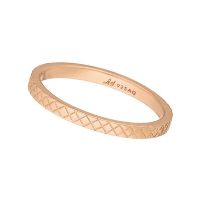 Ring plaid, matte, 18k rose gold plated
