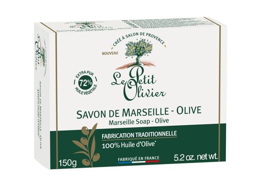 Savon Solide de Marseille à l'Olive - 72% d'Huiles Végétales - Fabrication Traditionnelle