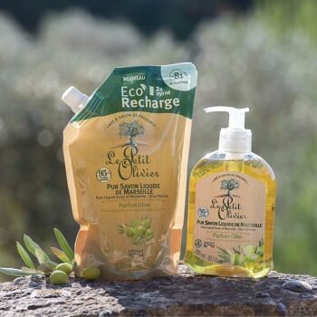 Eco-Recharge Pur Savon Liquide de Marseille - Parfum Olive de la Région de Grasse - 95% d'Origine Naturelle 2