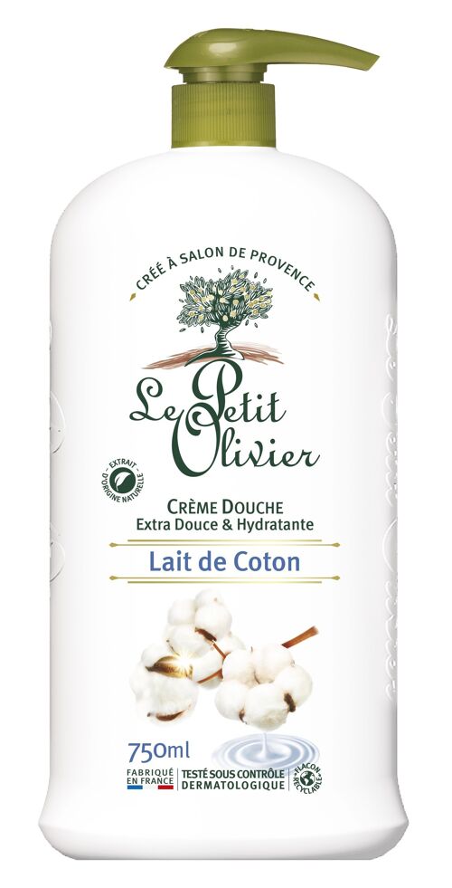 Crème Douche Extra Douce & Hydratante - Lait de Coton - PH Neutre Pour La Peau - Sans Savon, Sans Colorant