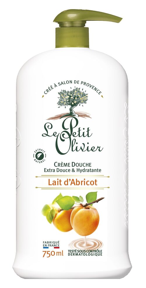 Crème Douche Extra Douce & Hydratante - Lait d'Abricot - PH Neutre Pour La Peau - Sans Savon, Sans Colorant