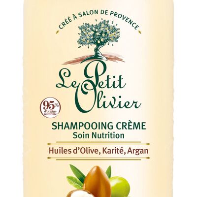 Champú en crema de cuidado nutritivo - Nutre, repara y protege - Cabello seco o dañado - Aceites de oliva, karité y argán - Sin silicona, sin sulfato