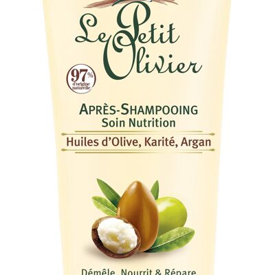 Après-Shampooing Soin Nutrition - Démêle, Nourrit & Répare - Cheveux Secs ou Abîmés - Huiles d'Olive, Karité, Argan - Sans Silicone