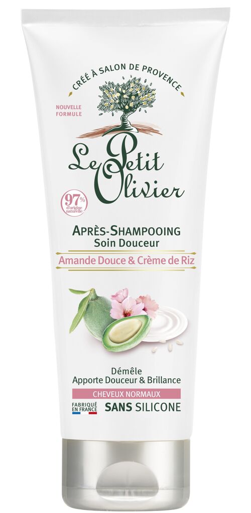 Après-Shampooing Soin Douceur - Démêle & Adoucit - Cheveux Normaux - Amande Douce & Crème de Riz - Sans Silicone
