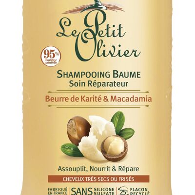 Shampoo Balsamo Riparatore - Nutre e Ripara - Capelli Molto Secchi o Crespi - Burro di Karité e Macadamia - Senza Silicone, Senza Solfati