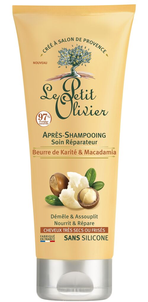 Après-Shampooing Soin Réparateur - Nourrit & Répare - Cheveux très Secs ou Frisés - Beurre de Karité & Macadamia - Sans Silicone