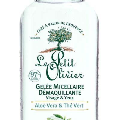 Gelée Micellaire Démaquillante - Démaquille & Rafraîchit - Peaux Normales à Mixtes - Aloe Vera & Thé Vert - 97% d'Origine Naturelle