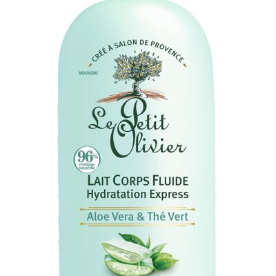 Lait Corps Fluide Hydratation Express - Hydrate Immédiatement - Peaux Normales - Aloe Vera & Thé Vert - 96% d'Origine Naturelle - Sans Silicone