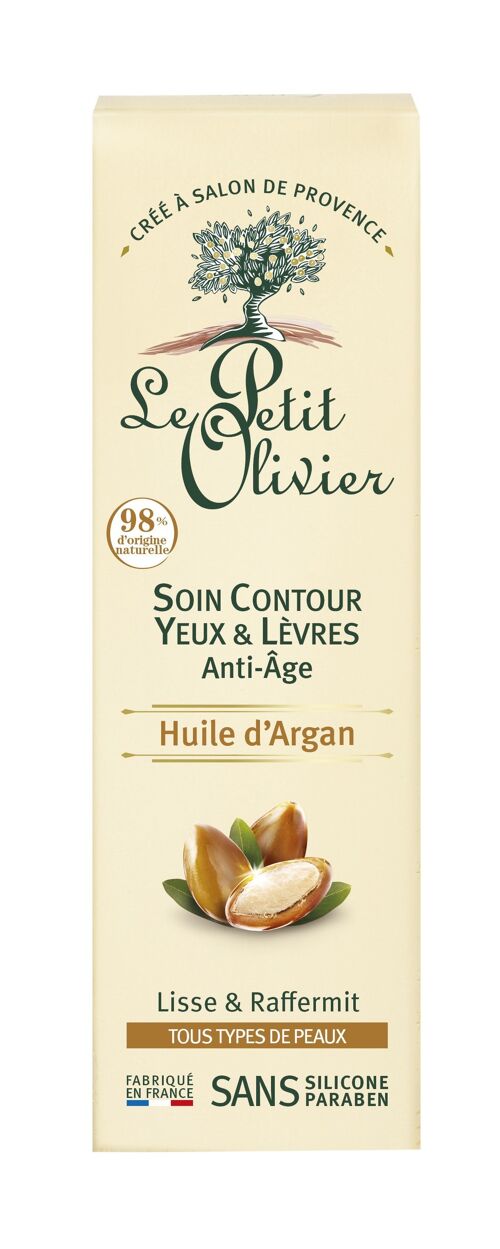 Soin Contour Yeux & Lèvres Anti-Âge - Lisse & Raffermit - Tous Types de Peaux - Huile d'Argan - 98% d'Origine Naturelle - Sans Silicone