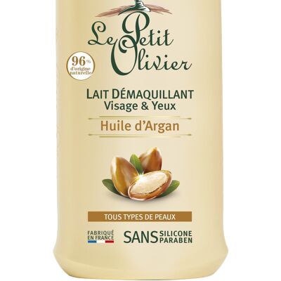 Latte detergente - Viso e occhi - Levigato e rassodato - Tutti i tipi di pelle - Olio di argan - 96% di origine naturale - Senza silicone