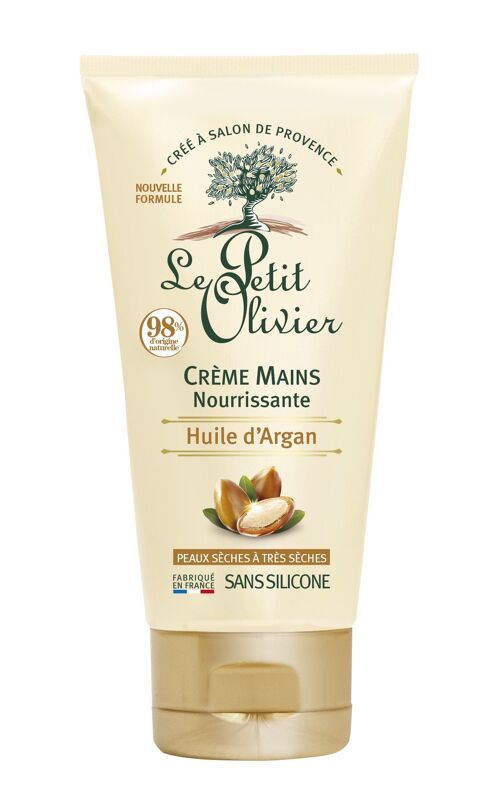 Crème Mains Nourrissante - Nourrit Intensément - Peaux Sèches à très Sèches - Huile d'Argan - 98% d'Origine Naturelle - Sans Silicone