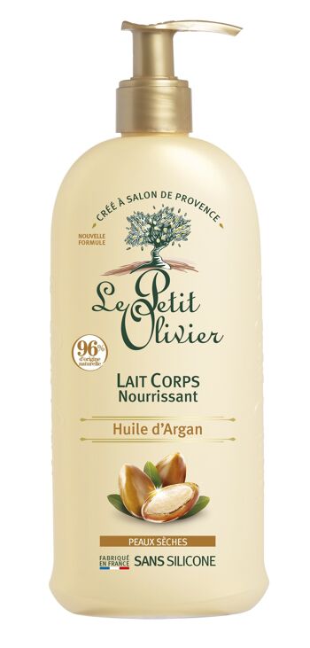 Lait Corps Nourrissant - Adoucit, régénère & Nourrit - Peaux Sèches - Huile d'Argan - 96% d'Origine Naturelle - Sans Silicone 1