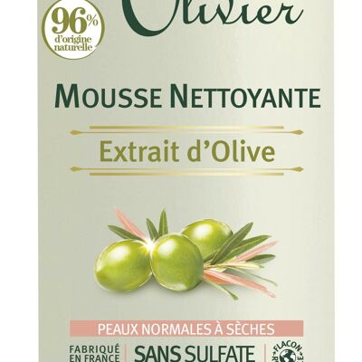 Mousse Nettoyante - Nettoie Sans Dessécher - Peaux Normales à Sèches - Extrait d'Olive - 96% d'Origine Naturelle - Sans Sulfate