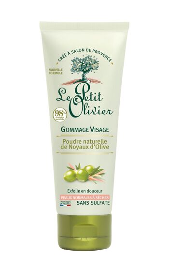 Gommage Visage - Exfolie & Lisse - Peaux Normales à Sèches - Poudre naturelle de Noyaux d'Olive - 98% d'Origine Naturelle - Sans Sulfate 1