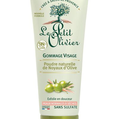 Gommage Visage - Exfolie & Lisse - Peaux Normales à Sèches - Poudre naturelle de Noyaux d'Olive - 98% d'Origine Naturelle - Sans Sulfate