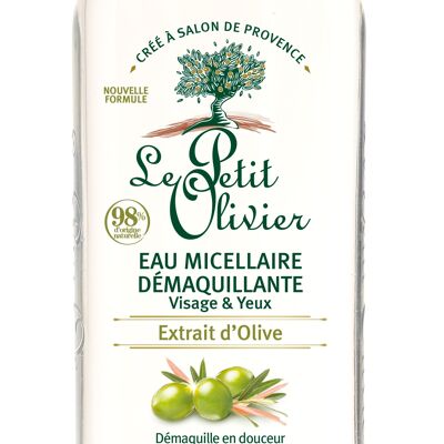 Eau Micellaire Démaquillante - Démaquille & Purifie - Visage & Yeux - Peaux Normales à Sèches - Extrait d'Olive - 98% d'Origine Naturelle