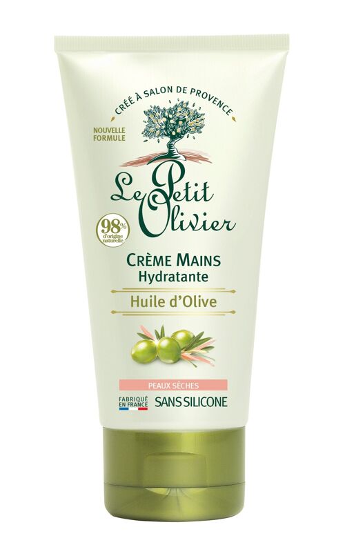 Crème Mains Hydratante - Hydrate & Protège - Peaux Sèches - Huile d'Olive - 98% d'Origine Naturelle - Sans Silicone