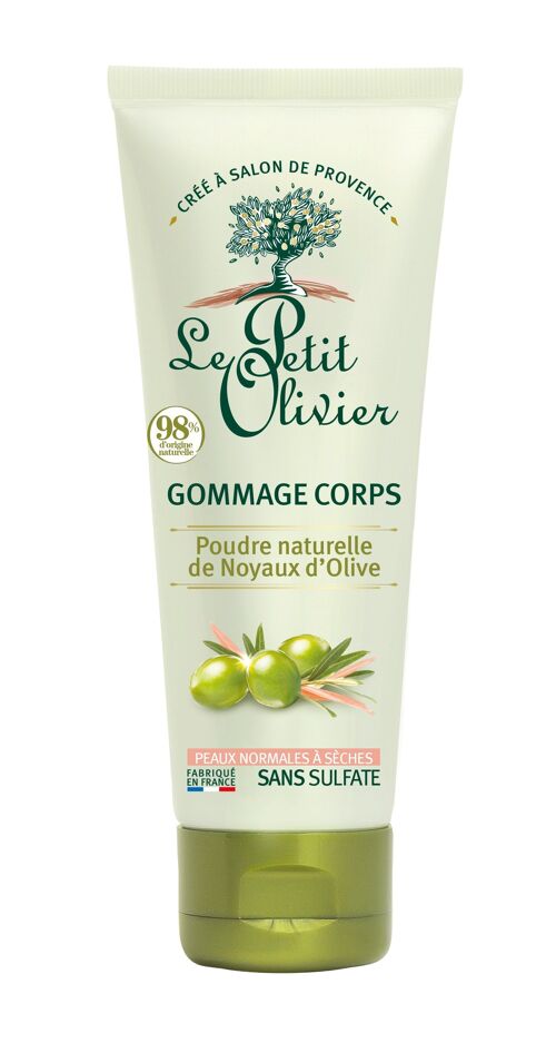 Gommage Corps - Exfolie - Lisse & Adoucit - Peaux Normales à Sèches - Poudre naturelle de Noyaux d'Olive - 98% d'Origine Naturelle - Sans Sulfate