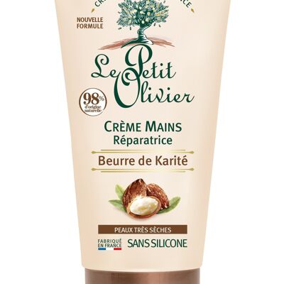 Crème Mains Réparatrice - Hydrate & Répare - Peaux très Sèches - Beurre de Karité - 98% d'Origine Naturelle - Sans Silicone