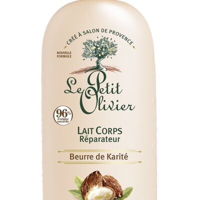 Lait Corps Réparateur - Nourrit & Répare - Peaux très Sèches - Beurre de Karité - 96% d'Origine Naturelle - Sans Silicone