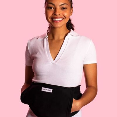 Cinturón negro para botella de agua caliente 100% algodón calentable para aliviar el dolor menstrual